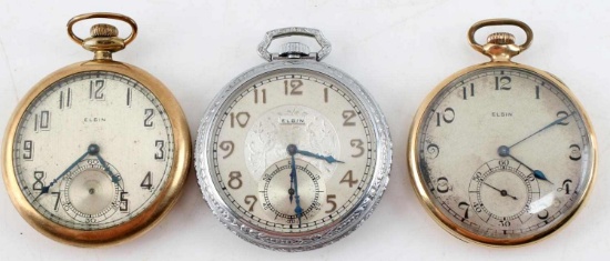 LOT OF 3 ELGIN ANTIQUE POCKET WATCH