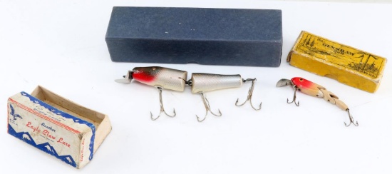 2 VINTAGE LURES WITH BOX & 1 EAGLE CLAW BOX ONLY