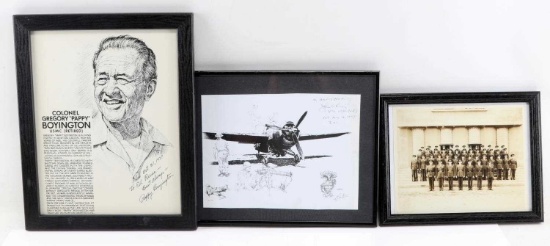 WWII USMC PAPPY BOYINGTON JOHN F KINNEY SIGNED