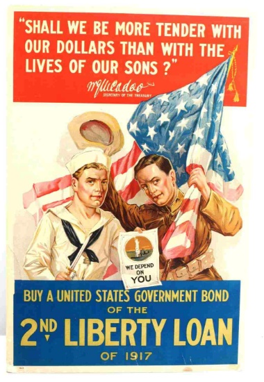 WWI US BUY WAR BONDS POSTER 1917 ORIGINAL