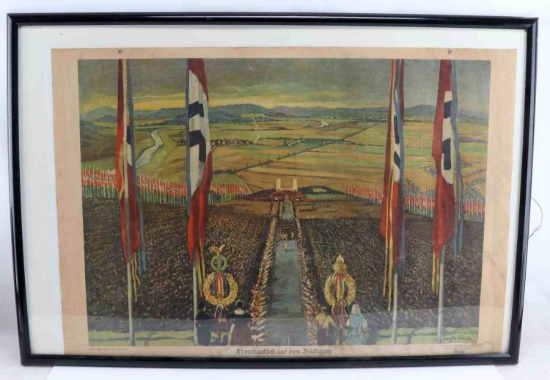 THIRD REICH GERMAN HARVEST FESTIVAL LITHOGRAPH