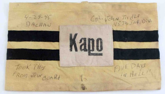 WWII DACHAU KAPO ARMBAND FROM VET 45TH INFAN DIV
