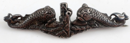 WWII US NAVY SUBMARINE BADGE IN STERLING SILVER