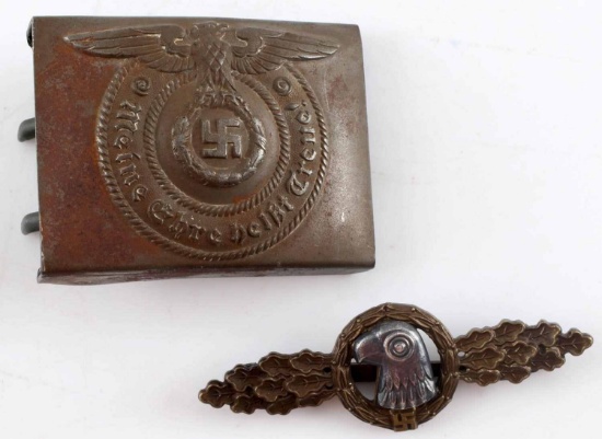 WWII THIRD REICH LUFTWAFFE BADGE & SS BELT BUCKLE