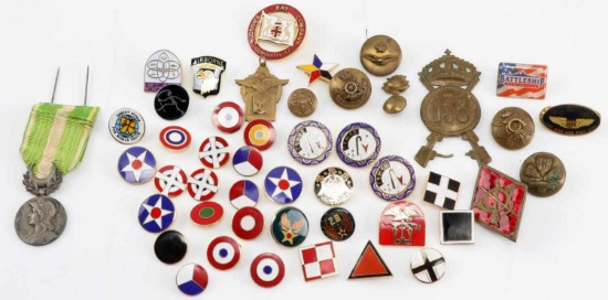 US MILITARY MULTI CONFLICT PIN AND BADGE LOT OF 47