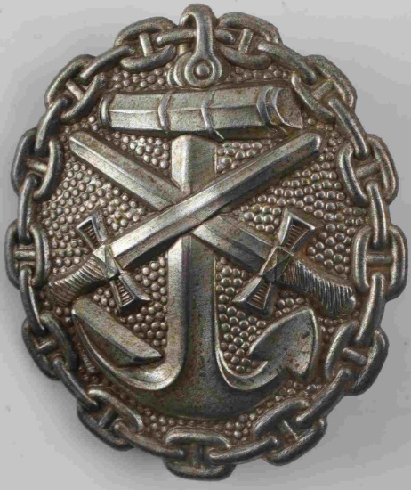 WWI IMP. GERMAN KRIEGSMARINE SILVER WOUND BADGE