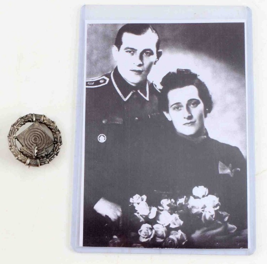 WWII THIRD REICH PHOTO PRINT W SS SHOOTING BADGE