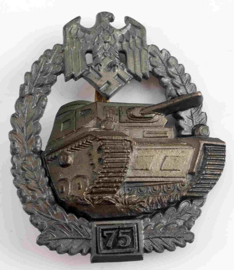 WWII GERMAN THIRD REICH HEER 75 TANK ASSAULT BADGE