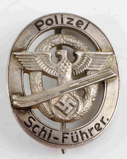 WWII GERMAN THIRD REICH POLIZEI SCHI FUHRER BADGE