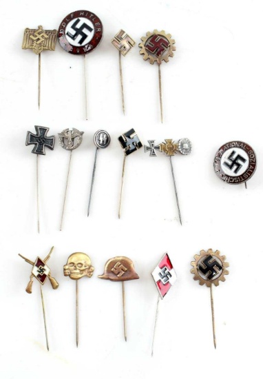WWII THIRD REICH GERMAN SWASTIKA SS STICK PINS