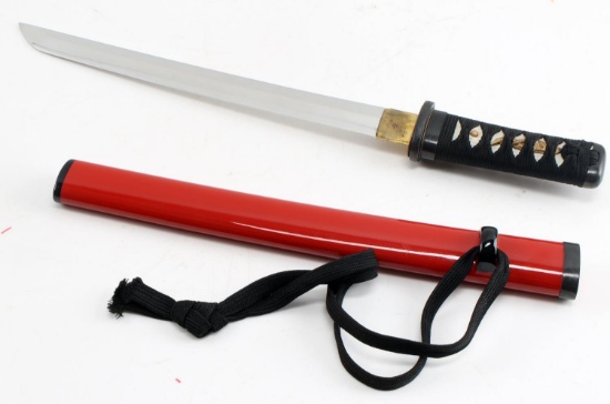 MODERN JAPANESE TANTO DAGGER WITH WOODEN SCABBARD