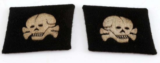 WWII GERMAN 3RD REICH SS EM TOTENKOPF COLLAR TAB