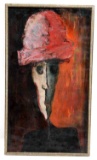 D CASWELL MODERNIST PORTRAIT FRAMED PAINTING