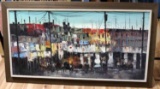 MID CENTURY MODERN CITYSCAPE OIL PAINTING