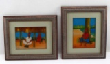 REVERSE PAINTED GLASS TILES SIGNED SALL