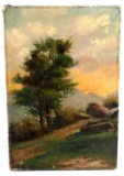 VINTAGE OIL ON CANVAS SIGNED LANDSCAPE PAINTING