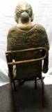 PLASTER & METAL ART PIECE SCULPTED WOMAN IN CHAIR