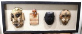 FRAMED LOT OF 4 AFRICAN CEREMONIAL DANCE MASKS