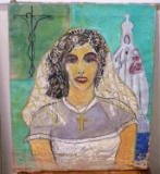 SPANISH CATHOLIC RELIGIOUS FOLK ART PAINTING