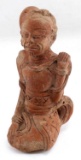 KNEELING INDIAN TERRACOTTA FIGURE W RAISED HAND