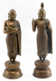 LOT OF TWO BRASS STANDING BUDDHA STATUES