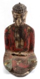 SHRINE OR TEMPLE POLYCHROME WOOD BUDDHA ANTIQUE