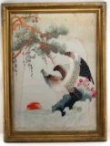 VINTAGE JAPANESE EMBROIDERY WITH EAGLE FRAMED