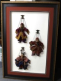 LOT OF 3 ANTIQUE ASIAN PUPPETS MOUNTED & FRAMED