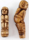LOT OF TWO BONE CARVED ANTIQUE FIGURAL HANDLES
