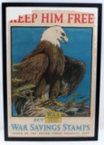 WWI US WAR BONDS PROPAGANDA POSTER KEEP HIM FREE