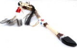NATIVE AMERICAN PAINTED BEADED HORSE DANCE STICK