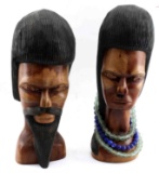 JAMAICAN FOLK ART BUST W AFRICAN SEAGLASS BEADS