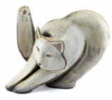 LYNDA PLEET STYLIZED CAT POTTERY RESIN SCULPTURE