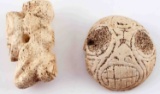 LOT OF TWO SMALL CARVED MANATEE BONE TAINO CEMIS