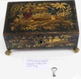 18TH CENTURY ENGLISH LAQUER WARE BOX WITH KEY