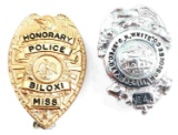 2 OBSOLETE POLICE BADGE LOT MUSCOGEE & BILOXI