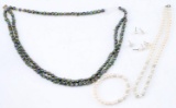 LOT OF PEARL NECKLACES & EARRINGS REAL & IMITATION