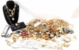 12 POUNDS OF UNMARKED GOLD TONE COSTUME JEWELRY