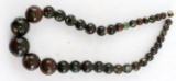 GREEN FOSSILIZED CORAL ROUND BEAD NECKLACE