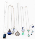 STERLING SILVER LAPIS LAZULI OPAL NECKLACE PENDANT