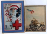 WWII US IWO JIMA  & RED CROSS LITHOGRAPH 1919