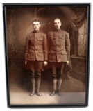 LARGE FRAMED WWI MILITARY PHOTOGRAPH OF TWO MEN