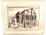 WATERCOLOR PAINTING RADIO TOKYO 1945 MILITARY ART