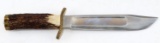 LARGE STAG HANDLE BOWIE KNIFE NO SCABBARD