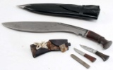 ETCHED GURKHA KUKRI BOWIE KNIFE WITH SHEATH
