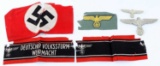 WWII GERMAN THIRD REICH ARMBAND AND CAP EAGLE LOT