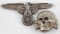 WWII GERMAN WAFFEN SS TOTENKOPF  EAGLE CAP BADGE