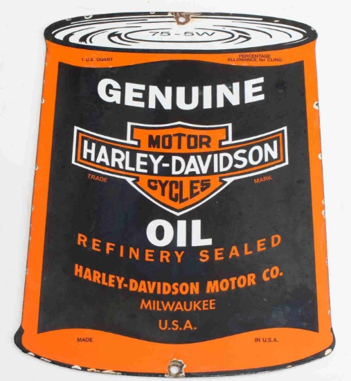 VINTAGE HARLEY DAVIDSON OIL CAN PORCELAIN AD SIGN