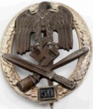 WWII THIRD REICH GERMAN ARMY GENERAL ASSAULT BADGE