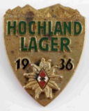 WWII THIRD REICH GERMAN HJ HOCHLAND LAGER BADGE